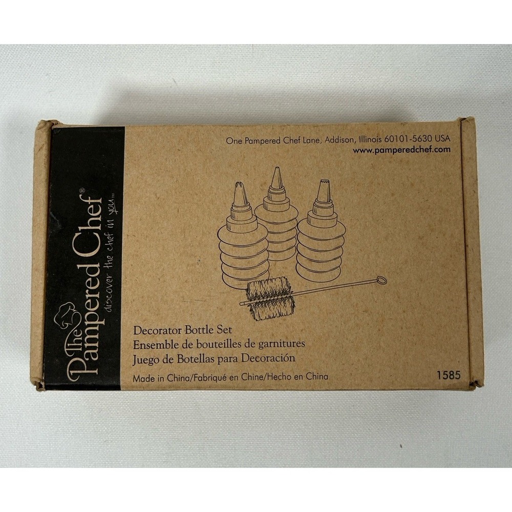 Pampered Chef Decorator Bottle Set 1585 Decorator Tips & Cleaning Brush